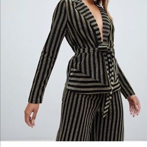 PrettyLittleThing glitter blazer palazzo pant set